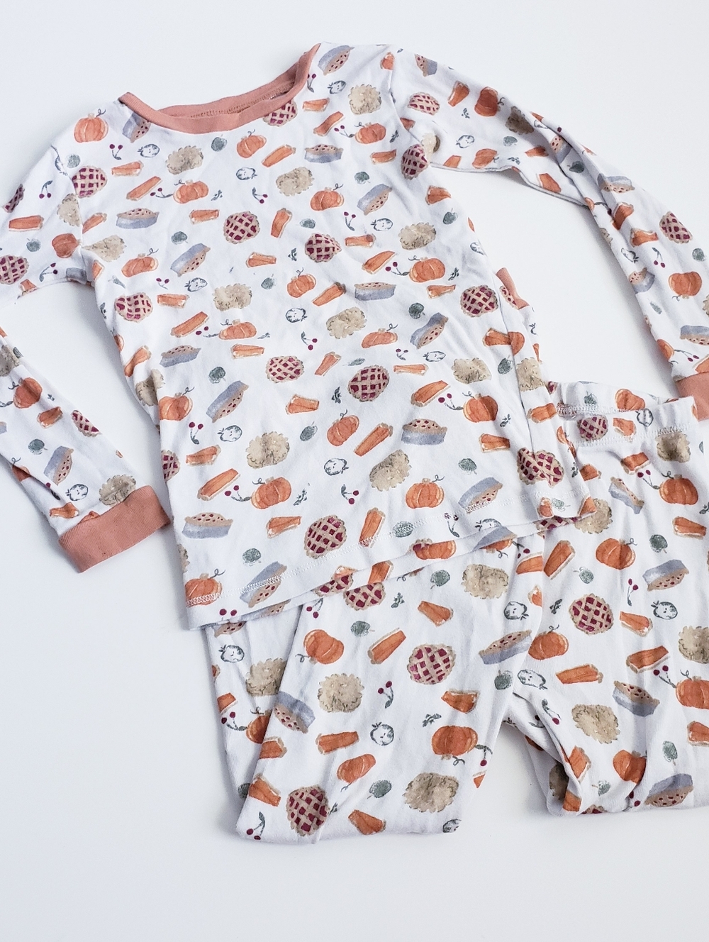Burts Bees Thanksgiving Apple Pie Abstract Long Sleeve PJ Set